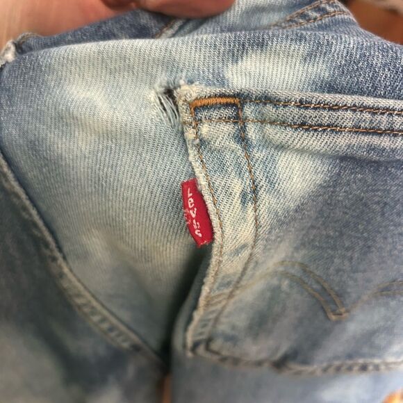 Levi's Distressed Upcycled Straight Blue Jeans 32" X 30" - Picture 7 of 16